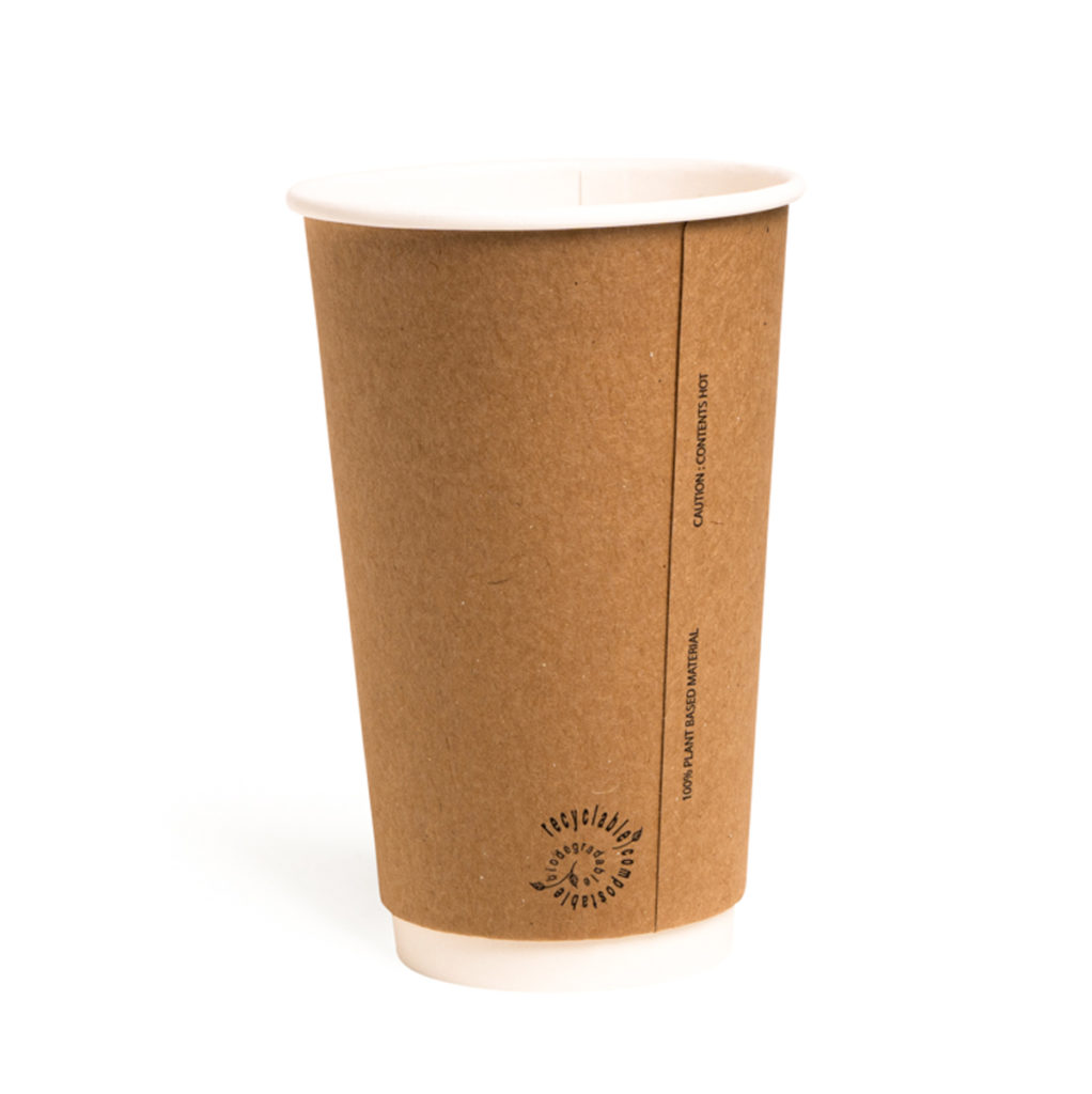 500ml Biodegradable Double Wall Coffee Cup Kraft (25) » King Pack