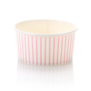 180ml Baby Pink Striped Vintage Ice Cream Tub (50) » King Pack