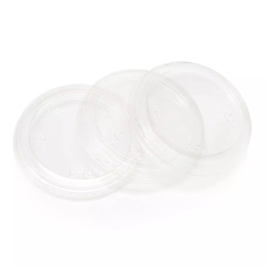 PLA012B - 100ml Clear PLA Sauce Tub Lid 74mm - Picture 1
